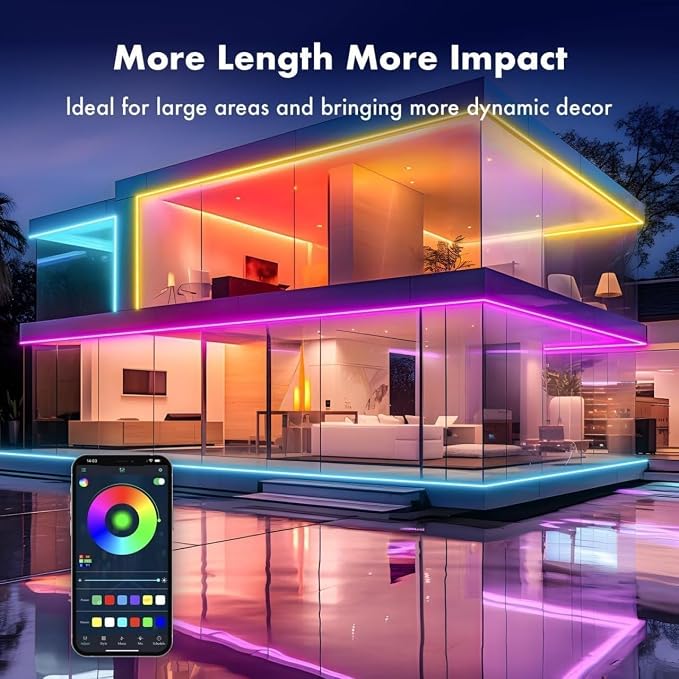 Desidiya® RGB Neon LED 4Mtr Strip Light with App & Remote Control | Music Sync | USB Powered | Waterproof & Flexible Led Rope Light Room, Gaming, Party, Diwali & Home Decoration Ceiling Strip Lights